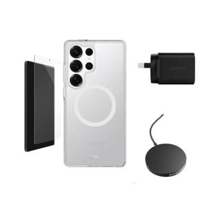 EFM Wireless Charger & D3O Case, Screen Guard Bundle for Samsung Galaxy S25 Ultra