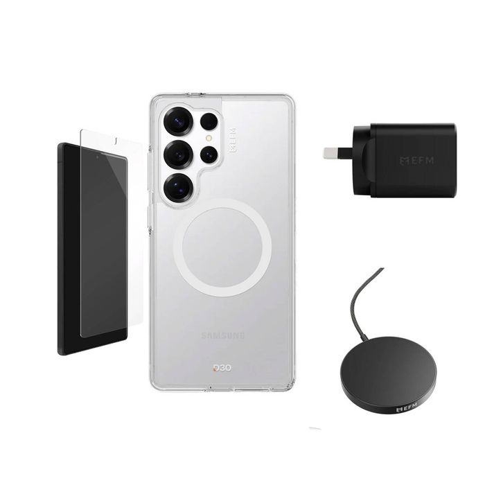 EFM Wireless Charger & D3O Case, Screen Guard Bundle for Samsung Galaxy S25 Ultra