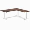 Desky L-shape Sit To Stand Red Walnut Rubberwood Desk 1800x750x1750x600mm White Leg