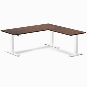 Desky L-shape Sit To Stand Red Walnut Rubberwood Desk 1800x750x1750x600mm White Leg