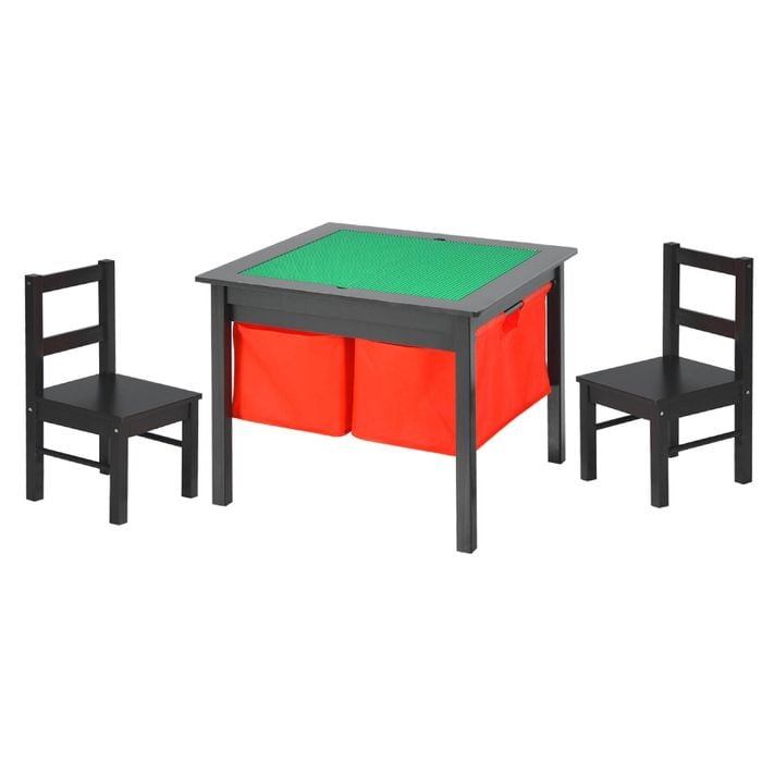 Costway 2-in-1 Kid Writing Desk Child Activity Play Table W/2 Storage Drawer Brown