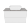 Forme 900mm White Razor Wallhung Vanity With Victoria Grey Stone Top And Pluto Above Counter Basin