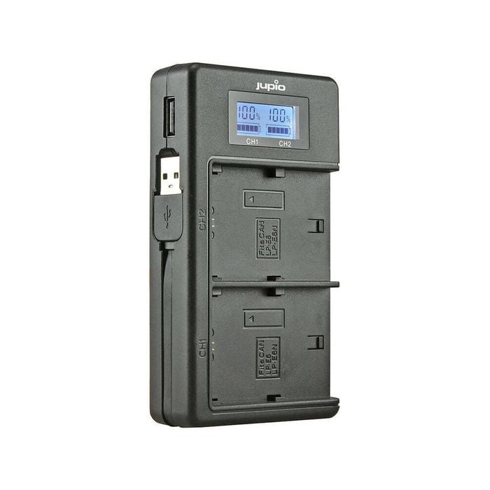 Jupio Dedicated Duo USB Charger w/ LCD For Canon LP-E6/LP-E6N Batteries