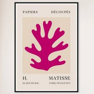Galrie Papiers Découpés H. Matisse Art Print Pink Foliage (1955), Black Frame, A3 30 x 42cm (12 x 16inch)