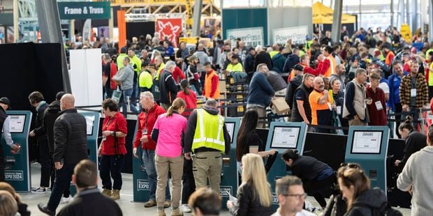 Customers shopping at one of Bunnings trade expos.