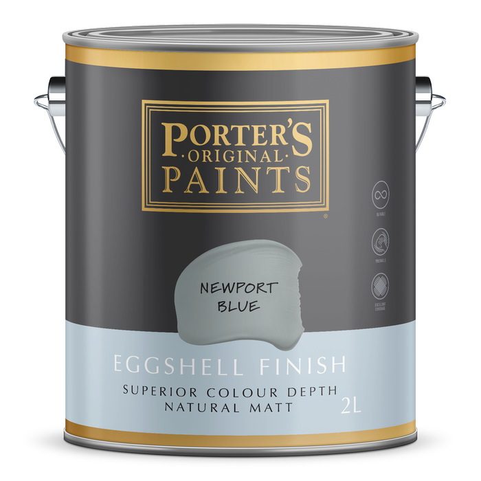 Porter's 2L Newport Blue Eggshell Finish Broadwall Washable Paint