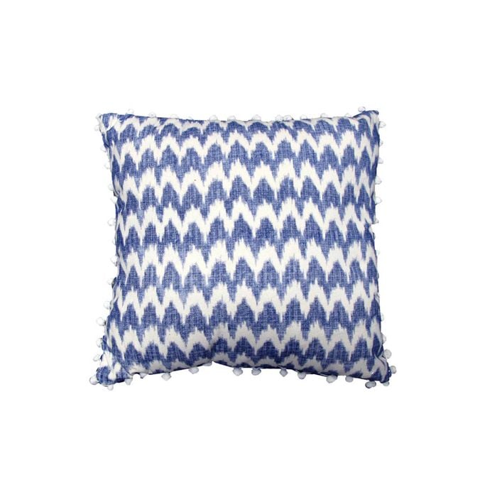 J.Elliot Valtina Pom Pom Blue Filled Cushion