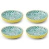 4PK Mikasa Geometric Ceramic Bowl Round Dinnerware 21cm Yellow/Blue