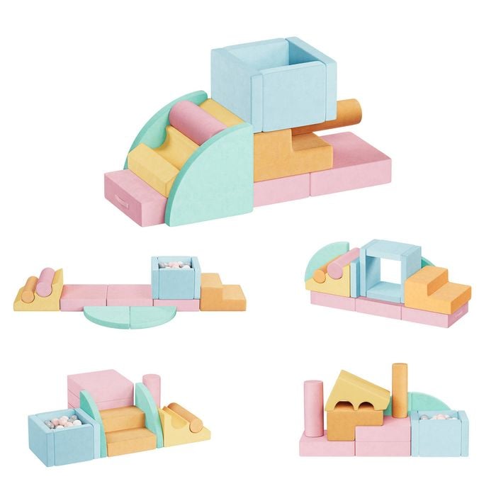 Advwin 12PCS Kids Climb & Crawl Foam Climbing Blocks Soft Play Set Climbing Toys