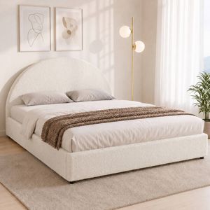 Artiss Bed Frame Gas Lift Beds Base Platform Boucle Fabric Queen ELLA
