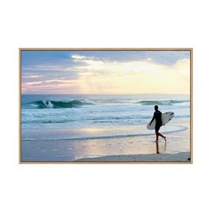 Artey | Lone Surfer - Framed Canvas - Natural Frame - 80 x 120 cm