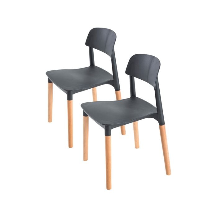 La Bella 2 Set Black Retro Belloch Stackable Dining Cafe Chair
