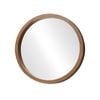 Oikiture Wall Mirrors 60cm Round Makeup Mirror Home Decor Bathroom Walnut
