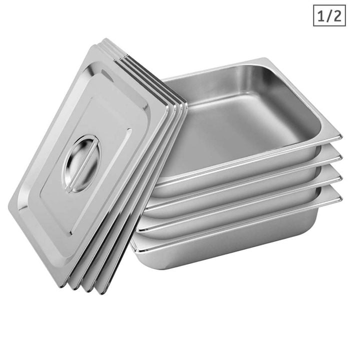 SOGA 4X 1/2 GN Pan 6.5cm With Lid – Stainless Steel