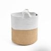 Yarra Textiles Multi-purpose Jute/Cotton storage basket Sunny (25 cm x 25 cm x 25 cm) white-beige