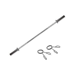 Olympic 120cm Straight Bar - 48inch Chrome Barbell Weight - 2 Free Collars