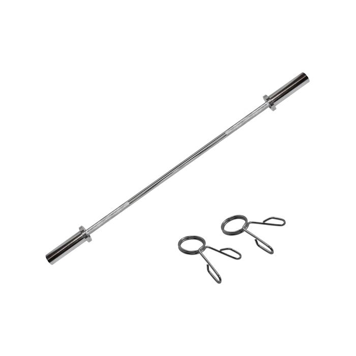 Olympic 120cm Straight Bar - 48inch Chrome Barbell Weight - 2 Free Collars