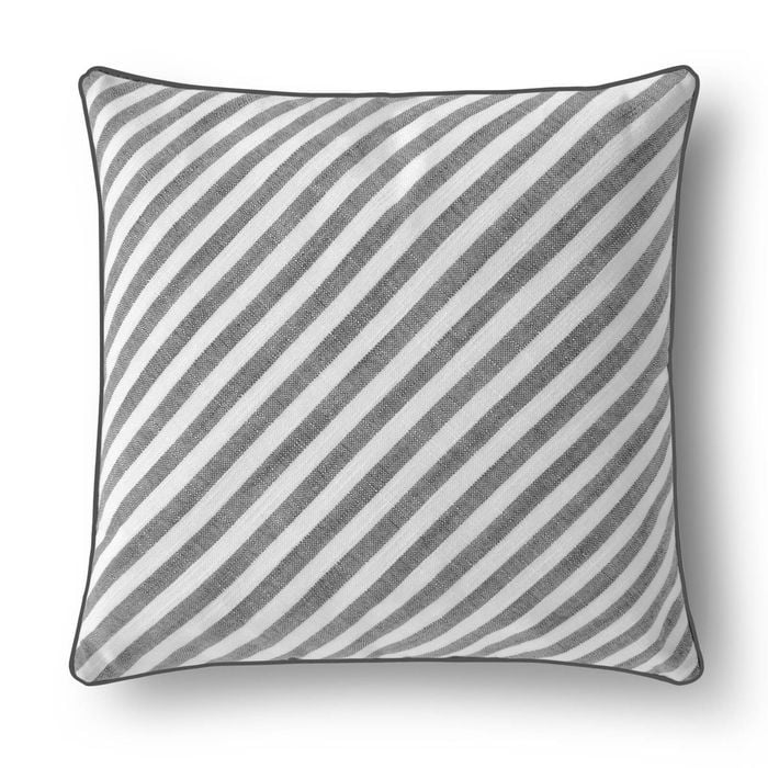 Cadence & Co. Oscar Faux Linen Striped Cushion Charcoal