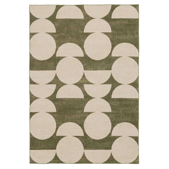 Loopsie-290cm X 190cm-moneo Green And Beige Geometric Washable Rug