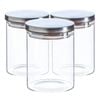Argon Tableware Glass Storage Jar - Silver Lid - 750ml - Modern Round Scandi Organisation Container Glass Jar - Set Of 3