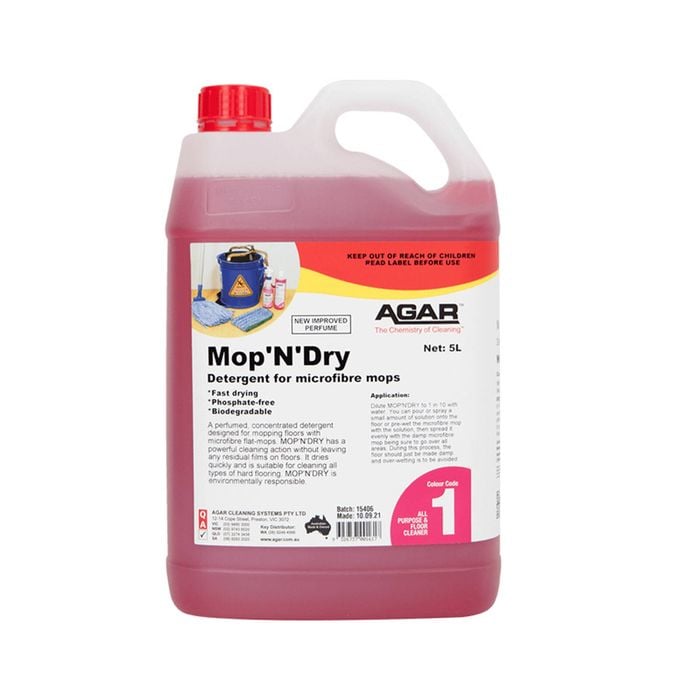 5LT Agar Mop’N’Dry Powerful & Fasting Drying detergent For Spray Mops