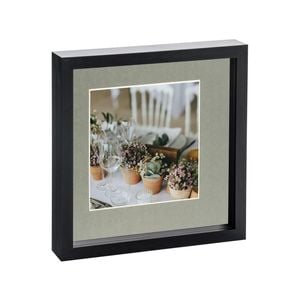 Nicola Spring 10" x 10" Black 3D Box Photo Frame - 6" x 6" Mount