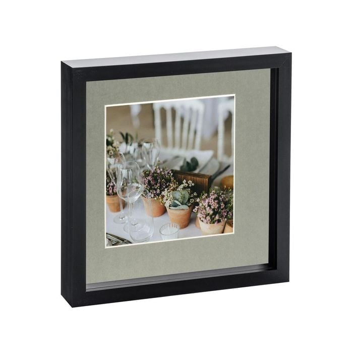 Nicola Spring 10" x 10" Black 3D Box Photo Frame - 6" x 6" Mount