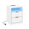 White RGB LED Bedside Table with Charging Station