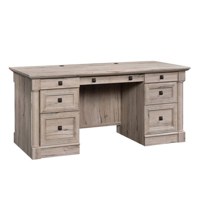 Sauder Palladia Executive Desk Office Computer Table Storage Drawers Filing Oak woodgrain
