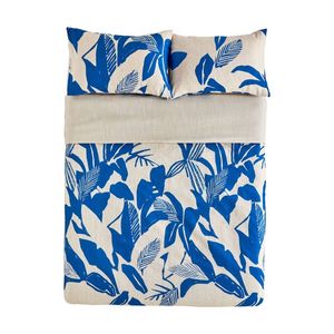 KAS Australia Mahana Quilt Cover Gestural Leaf Print 100% Cotton Cobalt - Queen