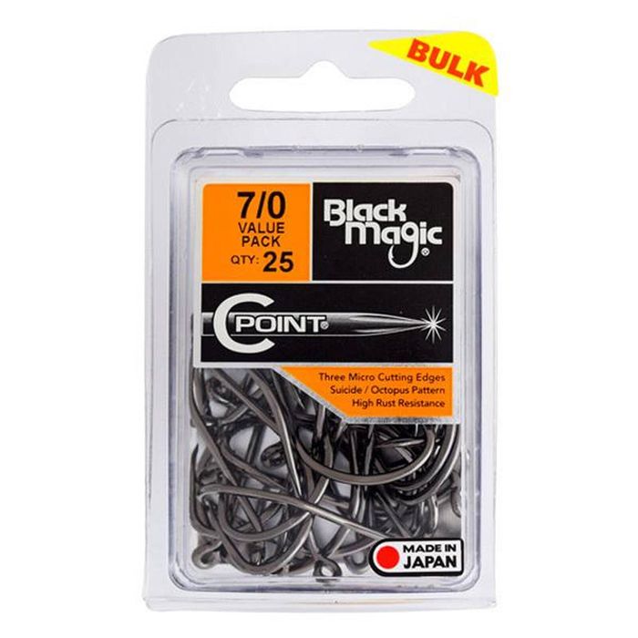 Black Magic C Point Fishing Hook Value Pack Bulk 7/0