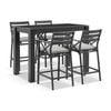 Hugo Rectangle Bar Table 4 Kansas Bar Stools Charcoal & Denim Grey Cushions
