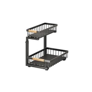 CARLA HOME 2-Tier Kitchen Under Sink Organiser Storage with Height Adjustable, Unique Slide Rail & Suction Cups for Storage