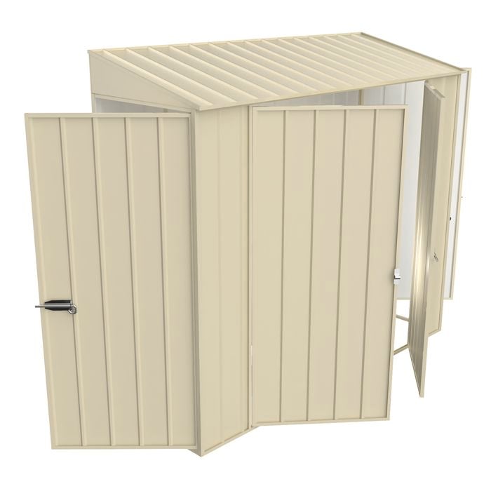 Build-a-Shed 0.8 x 2.3 x 2.0m Tunnel Shed Tunnel Hinged Door Plus Double Hinged Side Door - Cream