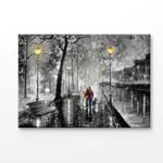 Couple Walking at Night Painting Print 100% Australian Made 120x90cm (Stretched Canvas)