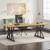 Oakory 180cm Office Desk With Light Walnut Top And Black X Frame