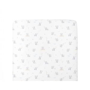 Living Textiles Organic Port-a-Cot Fitted Sheet - Elephant Playtime