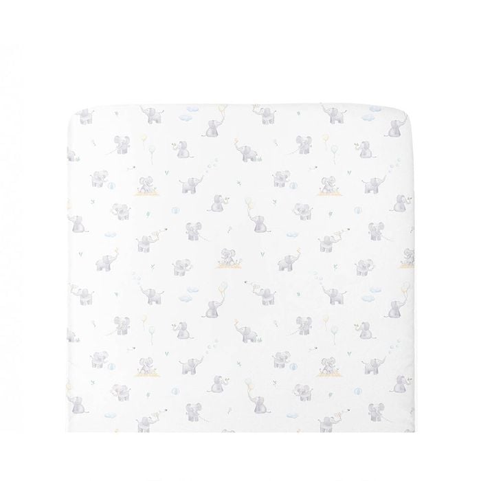 Living Textiles Organic Port-a-Cot Fitted Sheet - Elephant Playtime