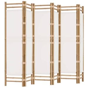 vidaXL Folding 6-Panel Room Divider 240 cm Bamboo and Canvas Privacy Screen