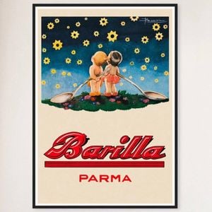 Galrie Barilla Parma Star Gazing Vintage Poster Framed Art Print for Home Decor, Black Frame, A3 30 x 42cm (12 x 16inch)