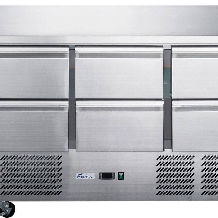 FED-X Six Drawer Compact Workbench Fridge - XGNS1300-6D