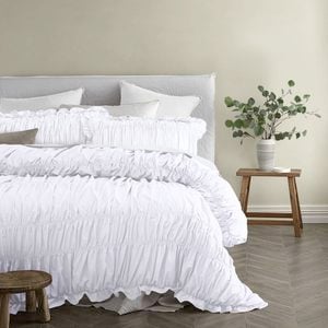 Vintage Design Haven White Washed Cotton Quilt Cover Set - King Bed