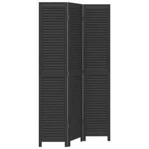 vidaXL Room Divider Privacy Screen Partition 3 Panels Black Paulownia