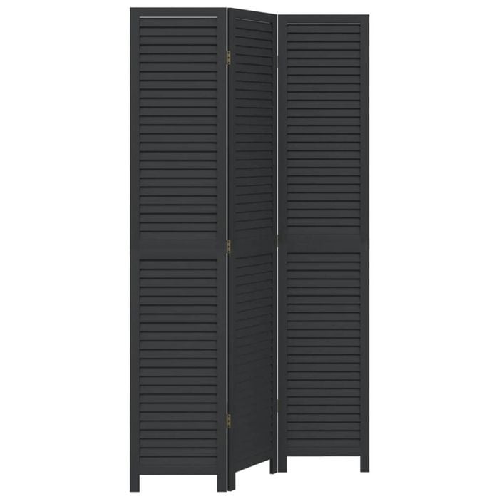 vidaXL Room Divider Privacy Screen Partition 3 Panels Black Paulownia