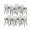 Rosy Set of 8 Dining Chair Fabric Upholstered Seat Metal Leg - Beige