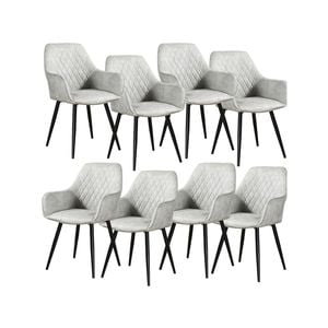 Rosy Set of 8 Dining Chair Fabric Upholstered Seat Metal Leg - Beige