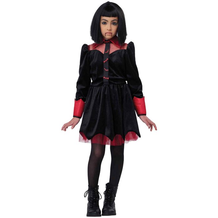 Gothic Vampiress Scary Horror Halloween Fancy Dress Child Girls Costume XL
