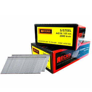 ECKO 63 x 1.60mm Stainless Steel Angle Brads Gasless Pack - 2000 Pack
