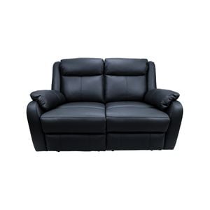 Bella 2 Seater Electric Recliner Genuine Leather Upholstered Lounge - Black