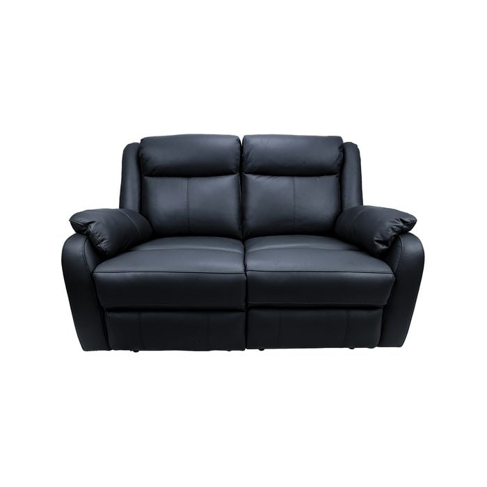 Bella 2 Seater Electric Recliner Genuine Leather Upholstered Lounge - Black